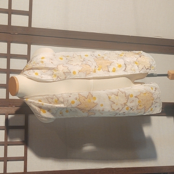 Autumn Leaves Print White Silk Scarf - Picture 1 of 6